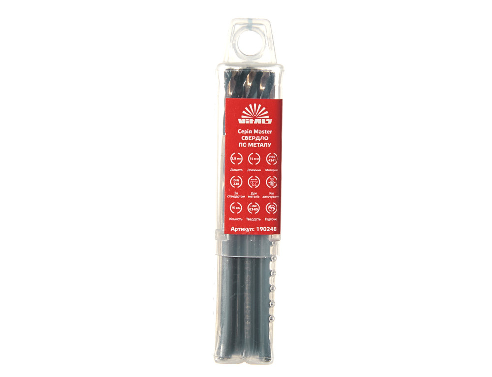 Свердло по металу HSS 4341 3.8 (10 од.) Vitals Master