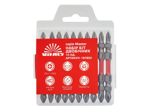 Біти S2 двосторонні PH1+PH2х65 мм, 10 од. Vitals Master