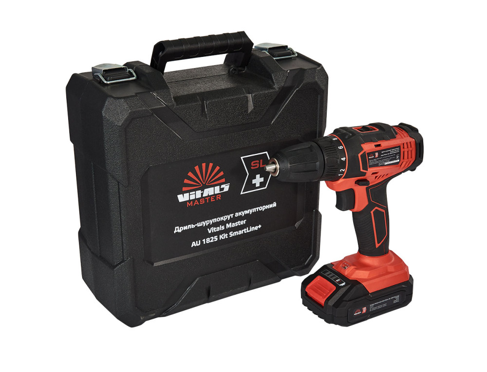 Дриль-шурупокрут акумуляторний Vitals Master AU 1825 Kit SmartLine+