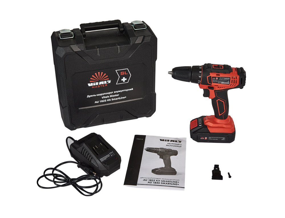 Дриль-шурупокрут акумуляторний Vitals Master AU 1825 Kit SmartLine+
