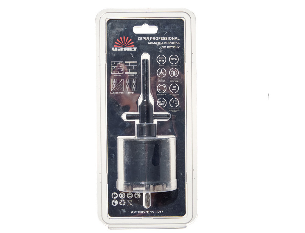 Комплект алмазної коронки по бетону Vitals Professional 68×110 мм М16 SDS-plus