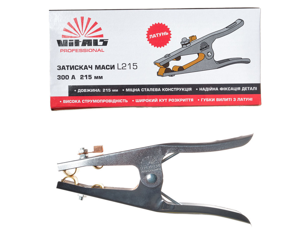 Затискач маси Vitals Profi L215 300A (латунь)