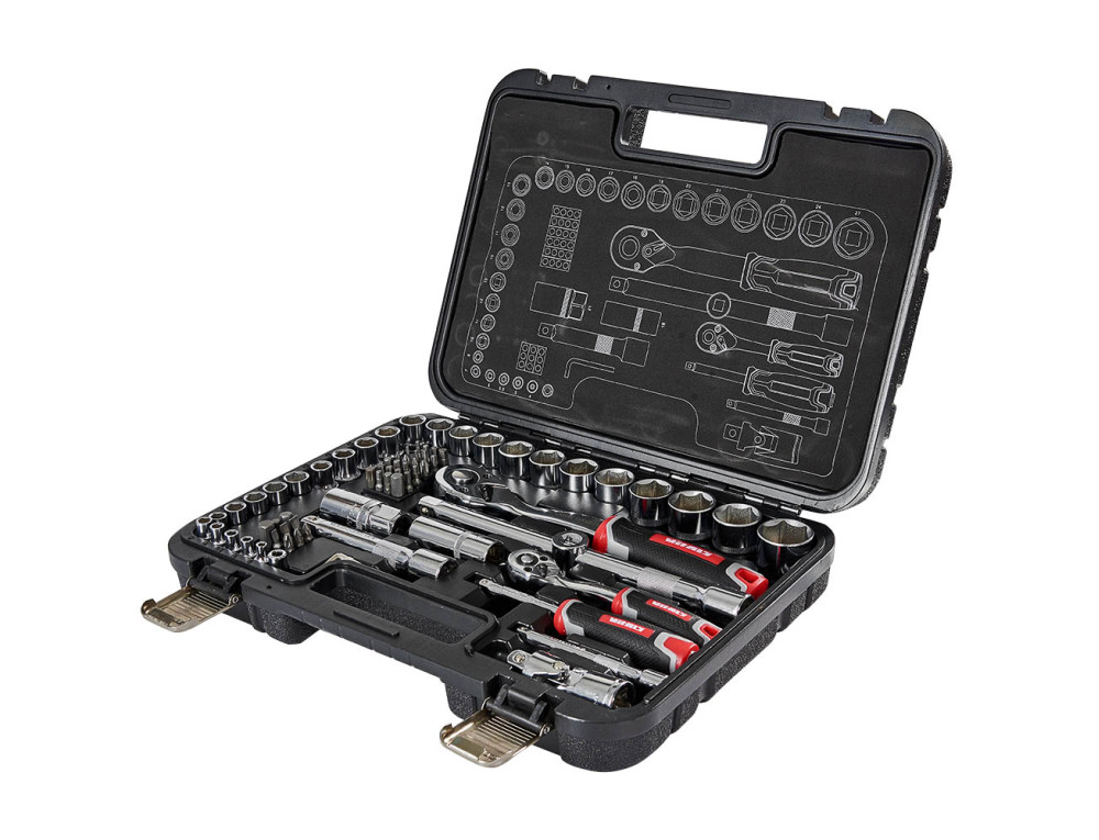 Набір головок торцевих 1/4″ та 1/2″ 73 предмети Vitals Master