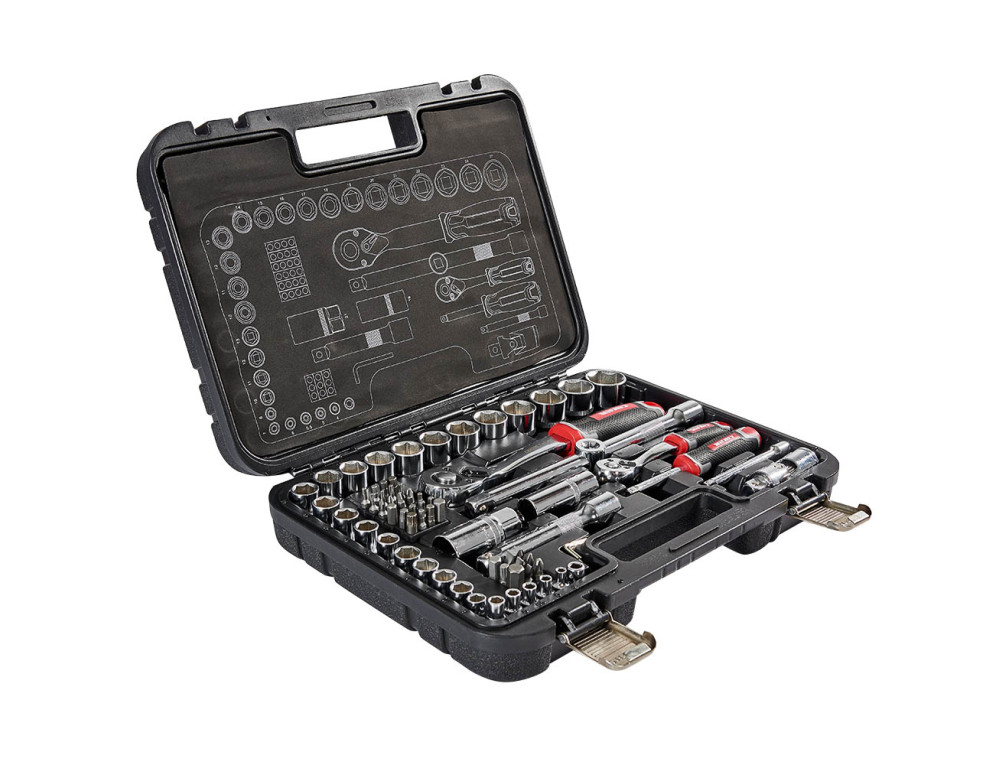 Набір головок торцевих 1/4″ та 1/2″ 73 предмети Vitals Master