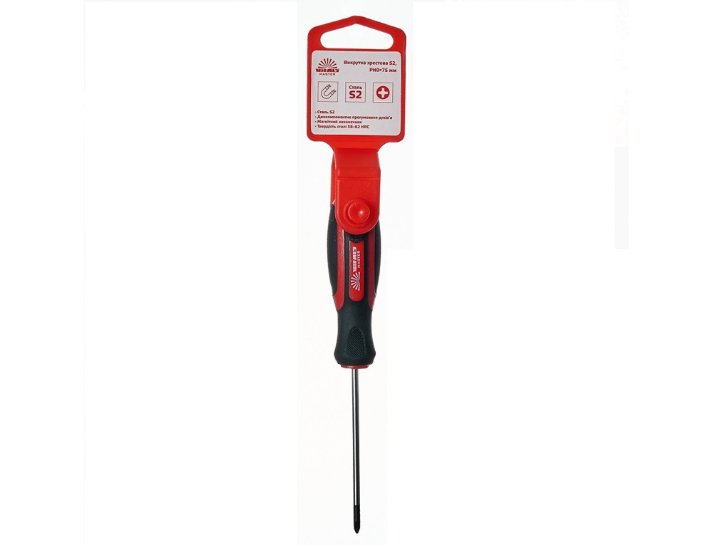 Викрутка хрестова Vitals Master S2, PH0х75 мм
