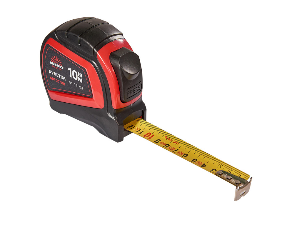 Рулетка 10 м × 25 мм автостоп Vitals Master