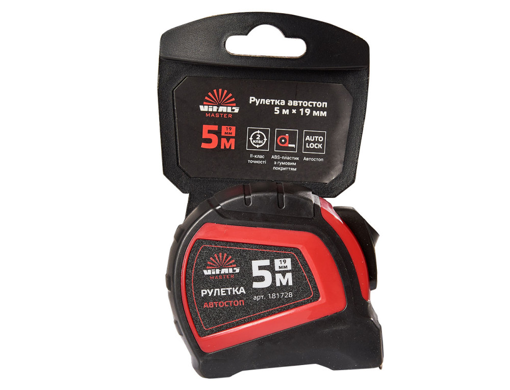 Рулетка 5 м × 19 мм автостоп Vitals Master
