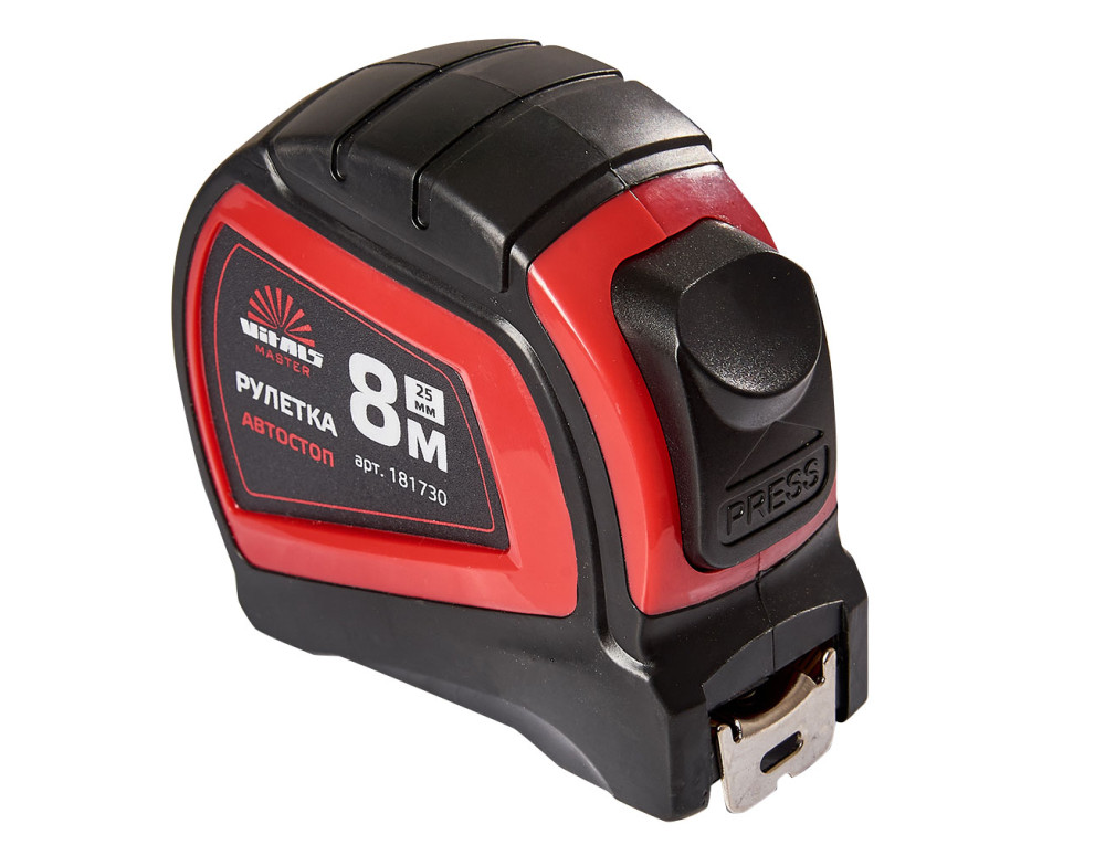 Рулетка 8 м × 25 мм автостоп Vitals Master