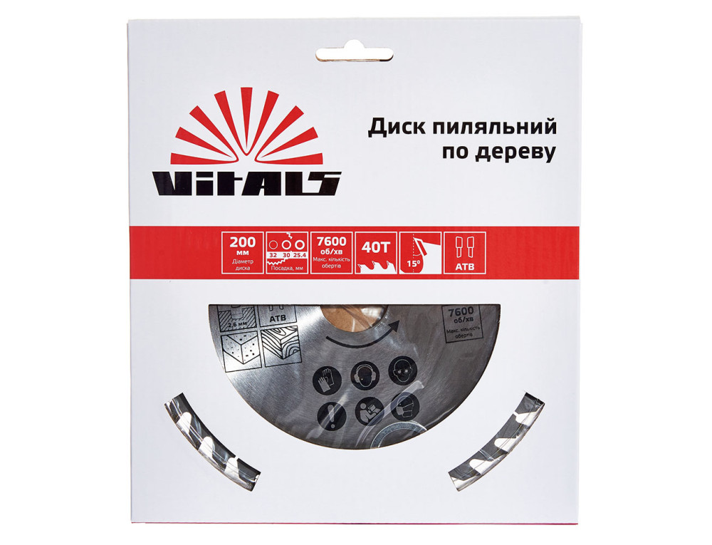 Диск пиляльний Vitals по дереву 200x32/30/25.4, ATB 40