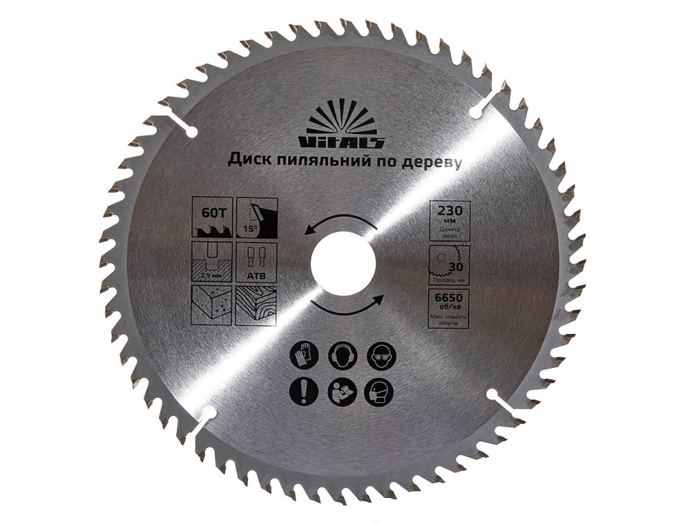 Диск пиляльний Vitals по дереву 230x30/25.4/22.2, ATB 60