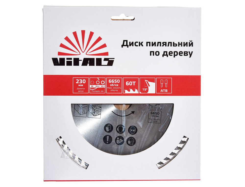 Диск пиляльний Vitals по дереву 230x30/25.4/22.2, ATB 60