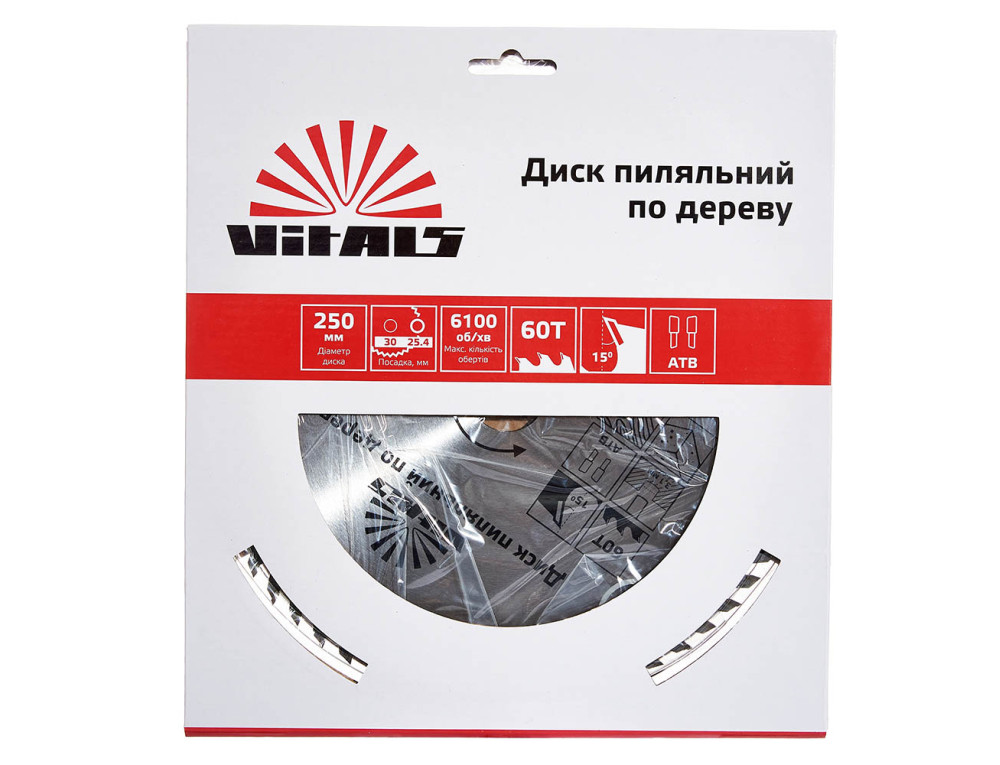 Диск пиляльний Vitals по дереву 250x30/25.4, ATB 60