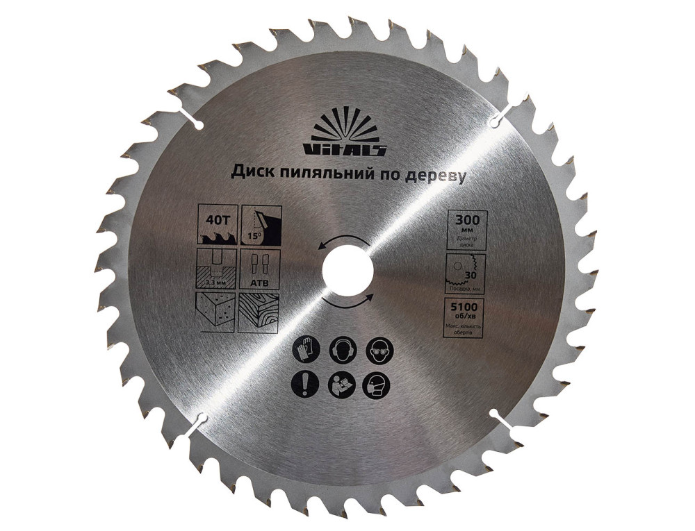 Диск пиляльний Vitals по дереву 300x30/25.4, ATB 40
