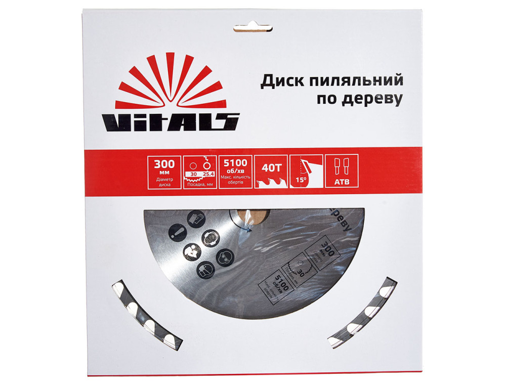 Диск пиляльний Vitals по дереву 300x30/25.4, ATB 40